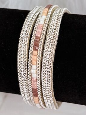 Bohemian chic faux leather magnetic closure bracelet